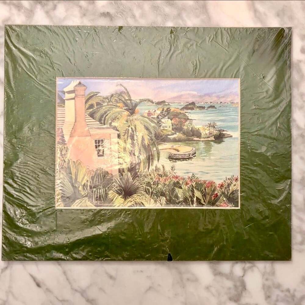 VTG Jill Amos Raine Watercolor Lithograph Harbour Road, Paget Bermuda 1994